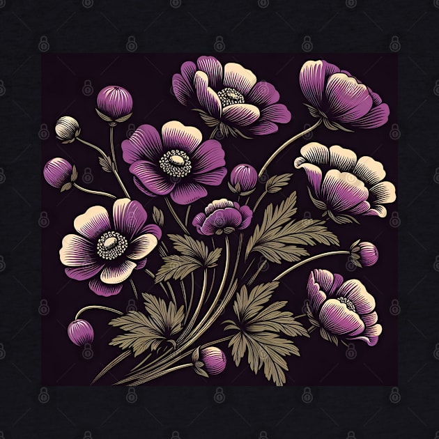 Violet Floral Illustration by Jenni Arts